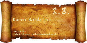 Koren Balázs névjegykártya